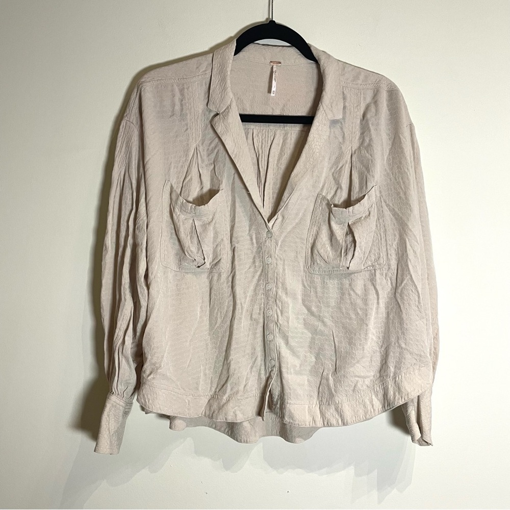 Free People Erin Buttondown in Tea/Cream size XS - Picture 7 of 12